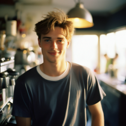 man-standing-front-bar-with-shirt-that-says-he-s-smiling